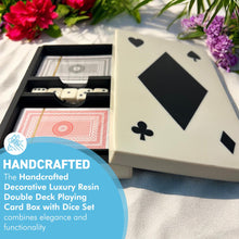 Load image into Gallery viewer, Elegant Handcrafted Luxury Resin Double Deck Playing Card Box with Dice Set