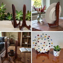 Load image into Gallery viewer, Wooden Plate Display Stands 25cm – Set of 2 Hinged Easel Holders