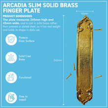 Load image into Gallery viewer, The Arcadia Finger Plate – A Slim Solid Brass Door Push Plate
