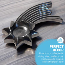 Load image into Gallery viewer, Celestial Elegance,  Brushed Silver Aluminum Shooting Star Tea Light Candle Holder, Modern Decorative Accent