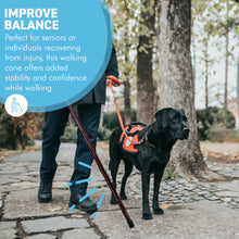 Load image into Gallery viewer, 92cm Dark Brown Chestnut wooden Walking Cane, lightweight mobility aid with rubber ferrule for enhanced stability and comfort