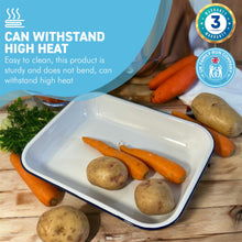 Load image into Gallery viewer, CLASSIC BLUE and WHITE ENAMEL BAKING TRAY| Enamelware | 34cm X 28cm | Ovenware | Baking Tray | Cookware | Roasting Tray | Oven Safe | Dishwasher Safe