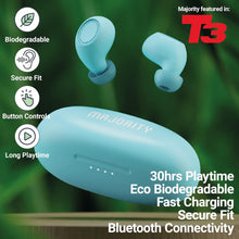 Load image into Gallery viewer, Majority Biodegradable WIRELESS EARBUDS, Bluetooth Earphones 5.3, 30H Playtime | Eco-Friendly Ear Buds With Fast Charging Case, Stereo Sound, Built-In Mic | In-Ear Headphones, Tru Bio | Blue
