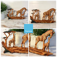 Load image into Gallery viewer, GIRAFFE FAMILY ORNAMENT | Wooden giraffe ornament for the home | African animal gift | Wildlife gifts | Home decor | 30cm (L) x 17cm (H) x 6cm (D)