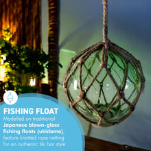 Load image into Gallery viewer, Green Glass Fishing Buoy Tiki Bar Light with LED Lights, Nautical-Style Ornament for Home Decor