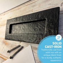 Load image into Gallery viewer, The Antique Cast Iron Letter Box Plate – A Traditional Front Door Letter Box Flap