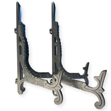 Load image into Gallery viewer, Pair of Large 10 inch Metal Easel Silver Finish | Plate holder | Display stand | Metal Frame Holders for Photo Pictures Decorative Plate Dish | 25cm (H) x 15cm  (Deep) | Picture Easel |Wedding tables