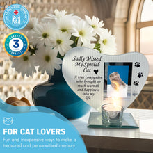 Load image into Gallery viewer, Sadly Missed MY SPECIAL CAT GLASS MEMORIAL CANDLE HOLDER AND PHOTO FRAME | thinking of you gifts | memorial photo frame | in loving memory | memory plaque