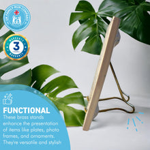 Load image into Gallery viewer, MEDIUM BRASS PLATE STAND | Photo frame stand | Decorative picture stand | Brass easel | Plate stands for display | Picture and plate stand | Home decor | 4 inches