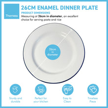 Load image into Gallery viewer, 26CM WHITE ENAMEL DINNER PLATE | Meal plate | Enamel plate | Large deep plate | Traditional dinner plate | Kitchen plate for pies, sides and dinner | 26cm diameter with 2.5cm depth
