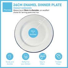 Load image into Gallery viewer, 26CM WHITE ENAMEL DINNER PLATE | Meal plate | Enamel plate | Large deep plate | Traditional dinner plate | Kitchen plate for pies, sides and dinner | 26cm diameter with 2.5cm depth