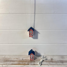 Load image into Gallery viewer, 2 x Red and white beach hut light pull | Nautical Theme Wooden Beach Hut Cord Pull Light Pulls