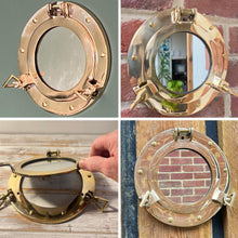 Load image into Gallery viewer, Nautical Brass Porthole Mirror - Wall Hanging Home Decor