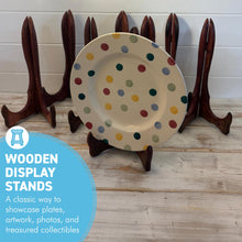 Load image into Gallery viewer, Wooden Plate Display Stands 25cm – Set of 8 Hinged Easel Holders