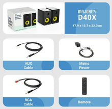 Load image into Gallery viewer, Majority D40X Active Bookshelf, Powered Stereo Studio Speakers | Bluetooth