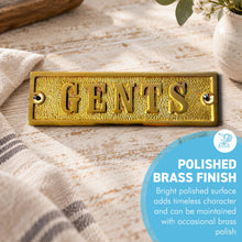 Load image into Gallery viewer, The Polished Brass Gents Sign – A Solid Cast Brass Toilet Door Plaque