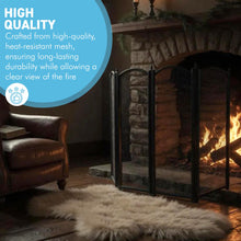 Load image into Gallery viewer, 𝗖𝗔𝗦𝗧 𝗜𝗥𝗢𝗡 𝟰-𝗣𝗔𝗡𝗘𝗟 𝗙𝗢𝗟𝗗𝗜𝗡𝗚 𝗠𝗘𝗦𝗛 𝗙𝗜𝗥𝗘 𝗚𝗨𝗔𝗥𝗗 𝟴𝟱𝘅𝟱𝟯𝗰𝗺 | Durable | Rust-Resistant | Fireplace Screen for Open Fire | Fire Safety | Hearth Protection