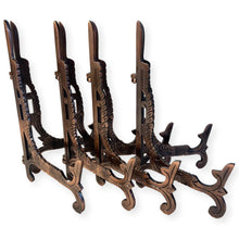 Load image into Gallery viewer, Set of 4 of Large 10 inch Metal Easel Antique Copper Finish | Plate holder | Display stand | Metal Frame Holders for Photo Pictures Decorative Plate Dish | 25cm (H) x 15cm  (Deep) | Picture Easel |Wedding tables