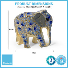 Load image into Gallery viewer, BLUE AND WHITE PAPER MACHE ELEPHANT ORNAMENT | Animal Decoration | Wildlife Sculpture | Paper Mache Animal | Blue and White | Home Decor | Elephants represent Good Luck