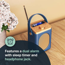 Load image into Gallery viewer, DAB, DAB+ Digital and FM Bluetooth radio | Battery and Mains Powered Portable DAB Radio | Majority Little Shelford | Bluetooth Connectivity, Dual Alarm, 15 Hours Playback and LED Display | Mid-Blue