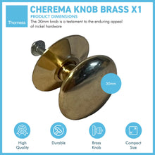 Load image into Gallery viewer, Cherema Brass Knob | Single door knob | Brass cupboard knobs | Cabinet hardware | Antique brass cupboard handles | Cupboard door handles | 30mm