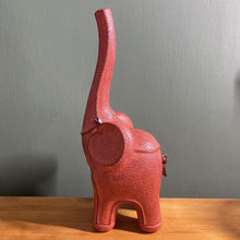 Load image into Gallery viewer, Good Luck Resin Elephant Ornament with Raised Trunk and Leather Look Finish