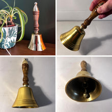 Load image into Gallery viewer, Elegant 18cm Aluminium Library Hand Bell with Antique Brass Finish and Wooden Handle
