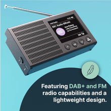 Load image into Gallery viewer, PORTABLE BLUETOOTH DAB/DAB+ RADIO | Rechargeable Battery Pocket Radio with 11 Hours Playback | FM Radio, Dual Alarm, 20 Presets, and Full Colour LED Display | USB, Headphone Jack | Majority Eddington