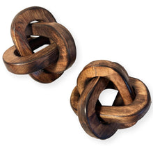 Load image into Gallery viewer, Pair of Rustic Wooden 3-Link Knot Ornaments for Home Decor - Ideal for Living Room, Shelf & Coffee Table