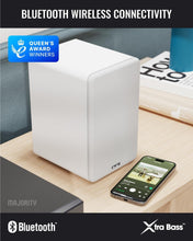 Load image into Gallery viewer, Refurbished Majority White D70X 𝗕𝗟𝗨𝗘𝗧𝗢𝗢𝗧𝗛 𝗕𝗢𝗢𝗞𝗦𝗛𝗘𝗟𝗙 𝗦𝗣𝗘𝗔𝗞𝗘𝗥𝗦 – Powered Stereo, USB Playback & Charging, HDMI ARC, Optical, Phono, Aux, Turntable Compatible, Extra Bass