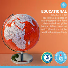 Load image into Gallery viewer, ORANGE WORLD GLOBE | Globes of the world | World globe for adults | Earth globe | Desk ornament | Explorers gift | World globe | 25cm (D) x 25cm (W) x 30 cm (H)