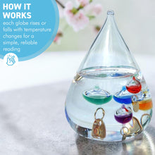 Load image into Gallery viewer, Stunning Teardrop Galileo Thermometer – A Timeless Blend of Science & Style