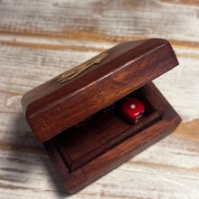 Load image into Gallery viewer, Wooden trinket box with Eye of Horas design on lid | Keepsake Box | Ring box |Dice Box