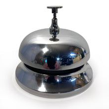 Load image into Gallery viewer, Silver Reception Desk Bell with silver base – Service Bell 12cm x 10cm for hotels & restaurants