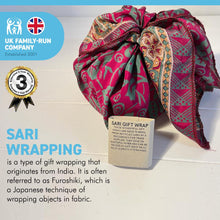 Load image into Gallery viewer, SARI FABRIC GIFT WRAPPING CLOTH | 60cm X60 cm | Gift Wrapping | Eco Friendly Gift Wrap| Recycled Gift Wrap | Furoshiki Wrapping Fabric