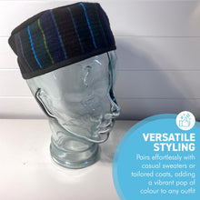Load image into Gallery viewer, Handmade Nepalese Wool Black Smoking Cap, Lightweight, Stylish, with Traditional Tibetan Accents, Size 57cm, medium