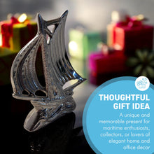 Load image into Gallery viewer, Nickel Galleon Ship Paperweight Ornament, Silver Nautical Decor for Desk, Elegant Home and Office Accessory