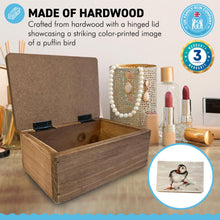 Load image into Gallery viewer, Wooden Curious Puffin Keepsake Box | Jewellery box | Trinket Box | Memory Box | Keepsake and Wooden Gift Boxes | Wedding Gifts | Storage for Women and men | keepsake boxes with lids