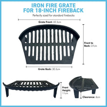Load image into Gallery viewer, Durable 18-Inch Iron Fire Grate | Heavy Duty Fireplace Grate for 18-Inch Fireback