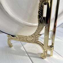 Load image into Gallery viewer, Set of 4 of Large 10-inch Metal Easel Brass Finish | Plate holder | Display stand | Metal Frame Holders for Photo Pictures Decorative Plate Dish | 25cm (H) x 15cm (Deep) | Picture Easel |Wedding tables