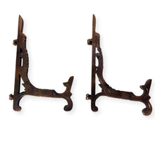 Load image into Gallery viewer, Pair of Large 10 inch Metal Easel Antique Copper Finish | Plate holder | Display stand | Metal Frame Holders for Photo Pictures Decorative Plate Dish | 25cm (H) x 15cm  (Deep) | Picture Easel |Wedding tables