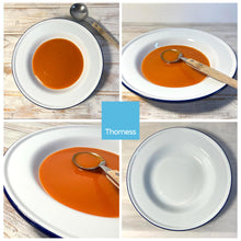 Load image into Gallery viewer, 24CM WHITE ENAMEL SOUP PLATE | Meal plate | Enamel plate | Large deep plate | Traditional plate | Kitchen plate for soup sides pasta | 24cm diameter with 4cm depth
