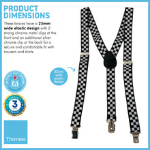 Load image into Gallery viewer, Rude boy Ska two tone black 25mm thin adjustable Braces