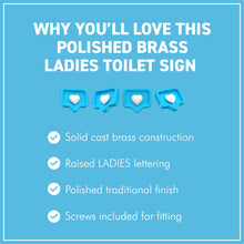 Load image into Gallery viewer, The Polished Brass Ladies Sign – A Solid Cast Brass Toilet Door Plaque