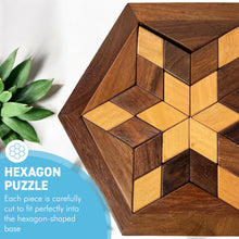 Load image into Gallery viewer, Challenging 30-Piece Hexagon-Shaped Wooden Brain Teaser Puzzle for All Ages, Fun and Educational Mind Game