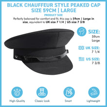 Load image into Gallery viewer, Black chauffeur style hat - Size 59cm