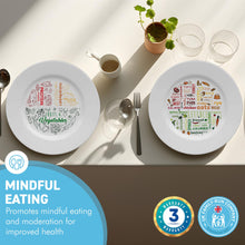 Load image into Gallery viewer, Pair of Colourful melamine PORTION CONTROL PLATE for Adults to Encourage Healthy Eating, Melamine Diet Plate Visually Divided for Slimming and Weight Loss