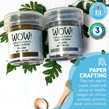 Load image into Gallery viewer, 2 x Wow! Embossing Powders 15ml | POLISHED GOLD & SILVER REGULAR| Free your creativity and give your embossing sparkle