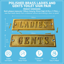Load image into Gallery viewer, The Polished Brass Ladies & Gents Signs – A Matching Pair of Cast Brass Toilet Door Plaques