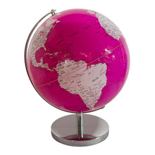 Load image into Gallery viewer, PINK WORLD GLOBE | Globes of the world | World globe for adults | Earth globe | Desk ornament | Explorers gift | World globe | 25cm (D) x 25cm (W) x 30 cm (H)